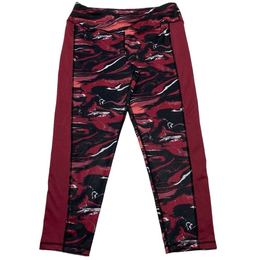 NWT Pro Player Moisture-Wicking Red Black High-Rise Crop Leggings Sz S Gym Yoga